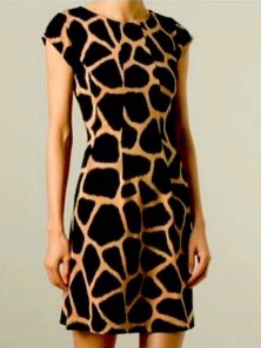 Michael Kors Reversed Giraffe Print Fit & Flair Pleated Dress Women’s Size 10